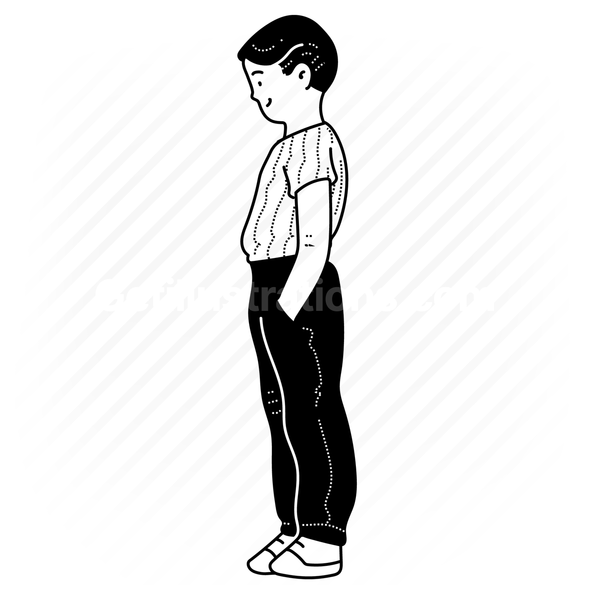 standing, hands in pockets, pockets, child, boy, male